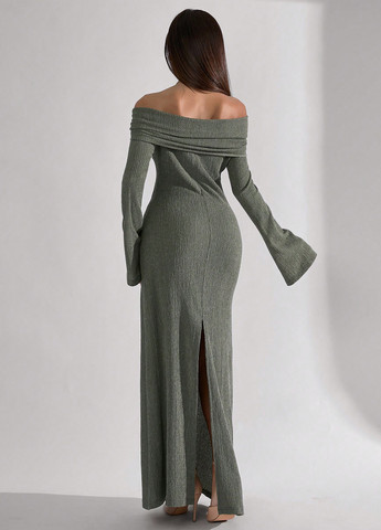 Зеленое праздничный, вечернее платье силуэтная SHEIN однотонное