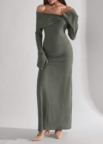 Зеленое праздничный, вечернее платье силуэтная SHEIN однотонное