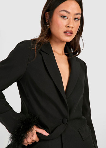 Черное вечернее платье платье-жакет Boohoo однотонное