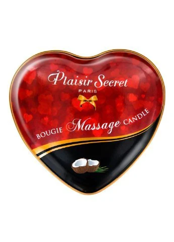 Масажна свічка серця Coconut (35 мл) Plaisirs Secrets (254151861)