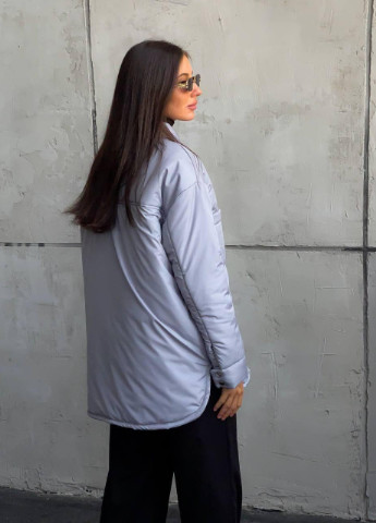 Сіра жіноча куртка вільного крою сіра s-м l-xl (42-44 46-48) сорочка тепла осіння демісезон No Brand