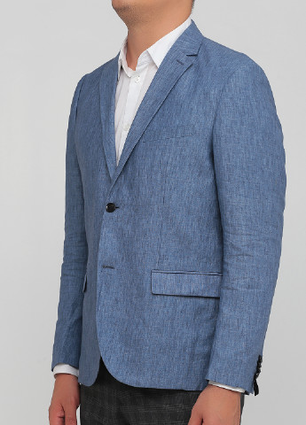 Пиджак H&M меланж синий кэжуал лен