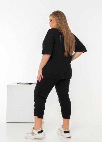 Женский костюм из двунитки футболка и бриджи черного цвета р.48/50 362620 New Trend (255411810)