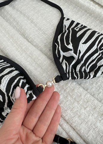 Черно-белый летний купальник (лиф, трусики) бикини, раздельный NOVA VEGA