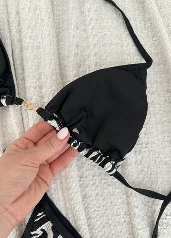 Черно-белый летний купальник (лиф, трусики) бикини, раздельный NOVA VEGA