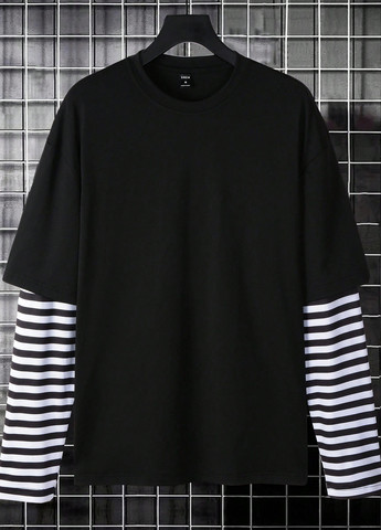 Лонгслів SHEIN смужка чорний кежуали поліестер