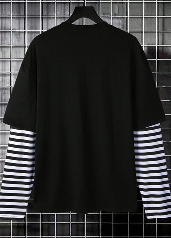 Лонгслів SHEIN смужка чорний кежуали поліестер