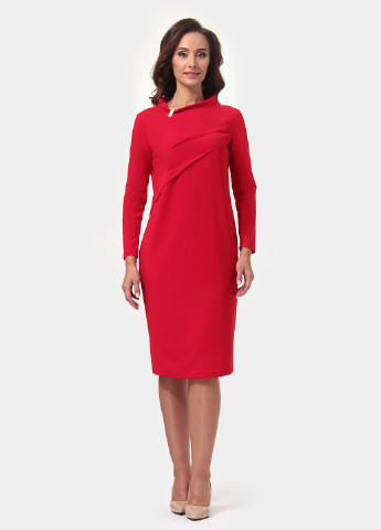 Красное деловое платье футляр Alika Kruss однотонное