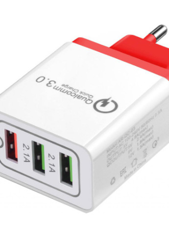 Зарядний пристрій QC-300 3 USB Qualcom 3.0 4.8A Red (QC-300-RD) XoKo (216637988)