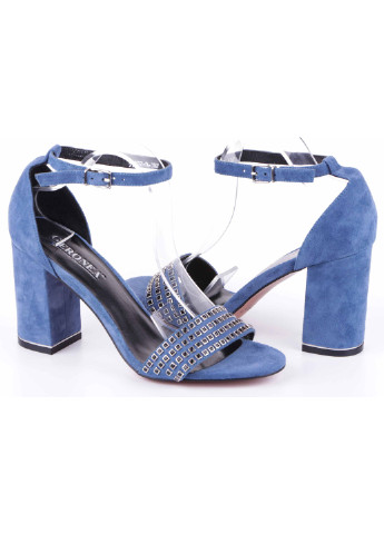 Синие женские босоножки на каблуке 114114 Geronea с ремешком