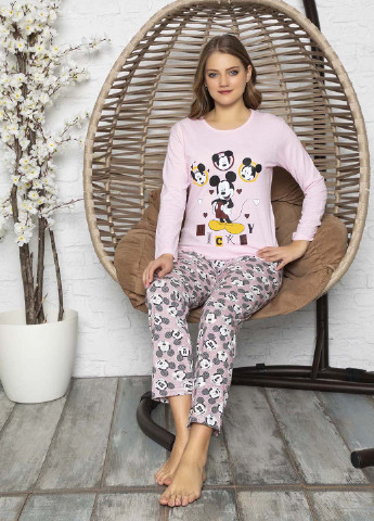 Світло-рожевий демісезонний комплект (лонгслів, брюки) Rinda Pijama
