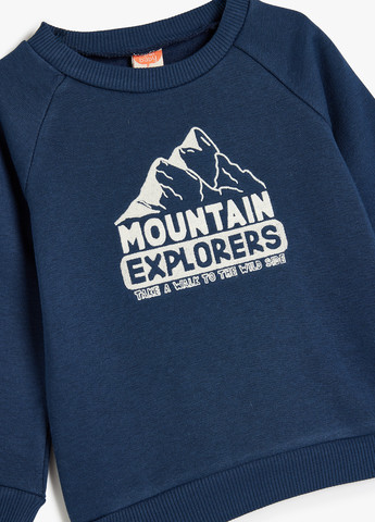 KOTON світшот малюнок темно-синій кежуал бавовна, трикотаж