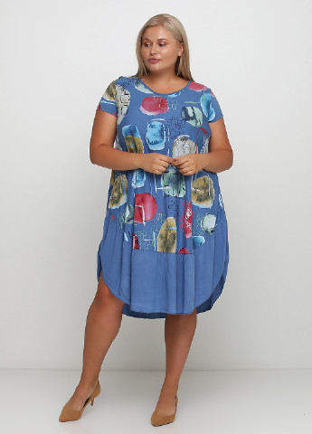 Світло-синя кежуал сукня сукня-футболка Made in Italy з абстрактним візерунком