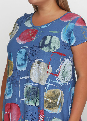 Светло-синее кэжуал платье платье-футболка Made in Italy с абстрактным узором