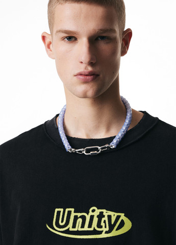 Черный демисезонный кэжуал лонгслив H&M с надписями