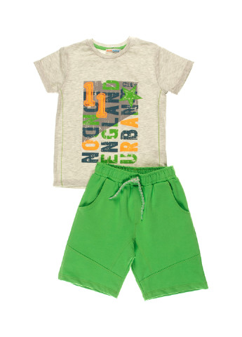 Сіро-зелений літній комплект (футболка, шорти) Mackays