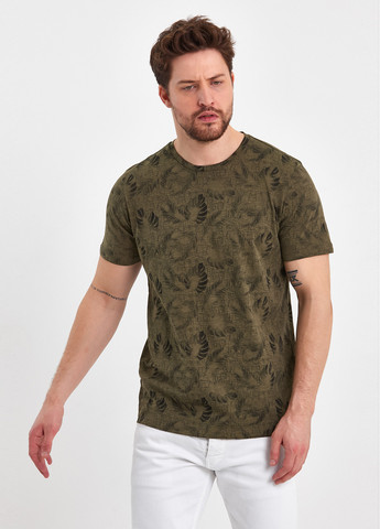 Оливковая (хаки) футболка-футболка для мужчин Trend Collection с рисунком
