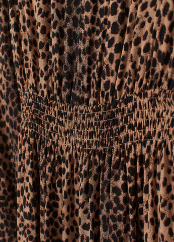 Коричневое кэжуал платье рубашка H&M леопардовый