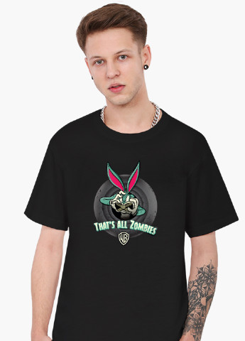 Чорна футболка чоловіча багз банні луні тюнз (bugs bunny looney tunes) (9223-2882-1) xxl MobiPrint