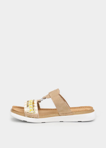 Бежевые шлепанцы Gunter с вышивкой, с белой подошвой