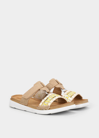 Бежевые шлепанцы Gunter с вышивкой, с белой подошвой