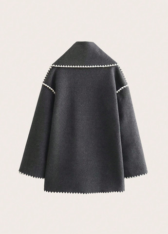 Темно-серое демисезонное Пальто оверсайз SHEIN