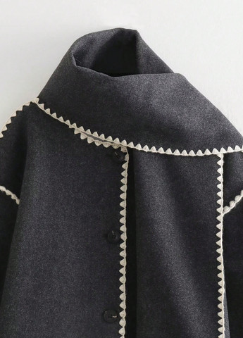 Темно-серое демисезонное Пальто оверсайз SHEIN