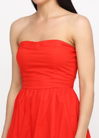Оранжево-красное кэжуал платье клеш Cache Cache однотонное