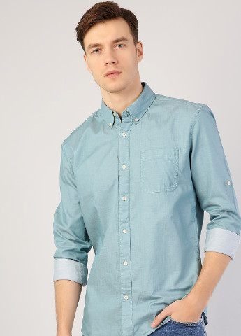Серо-голубой кэжуал рубашка однотонная Colin's