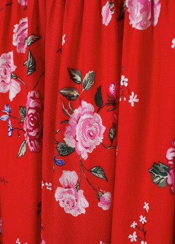 Красная кэжуал цветочной расцветки юбка H&M макси