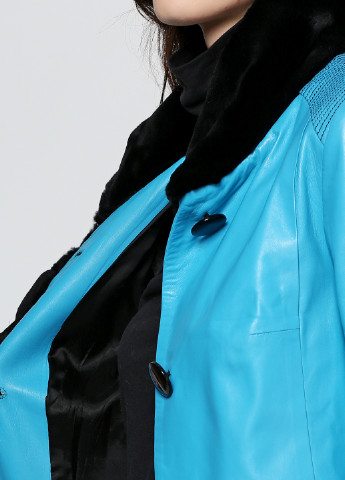 Голубая демисезонная куртка кожаная Miletos