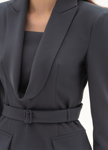 Серое деловое, кэжуал платье платье-жакет BGL однотонное