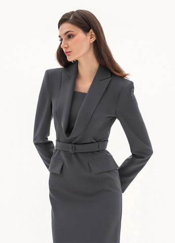 Серое деловое, кэжуал платье платье-жакет BGL однотонное