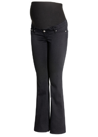 Джинси для вагітних H&M кльош однотонні чорні джинсові