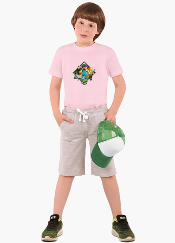 Розовая демисезонная футболка детская майнкрафт (minecraft)(9224-1175) MobiPrint