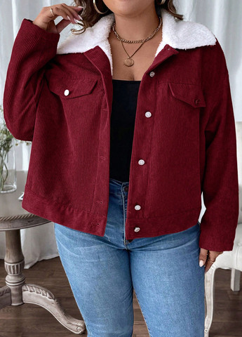 Бордовая демисезонная куртка куртка-пиджак SHEIN