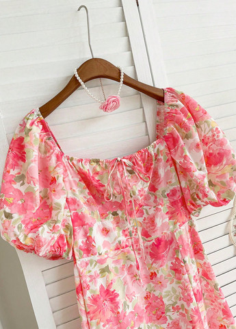 Рожева кежуал сукня а-силует SHEIN з квітковим принтом