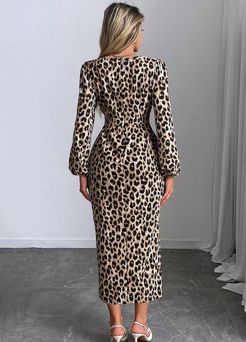 Комбинированное кэжуал, коктейльное платье SHEIN леопардовый