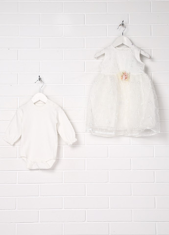 Білий демісезонний комплект (плаття, боді) Baby Dream