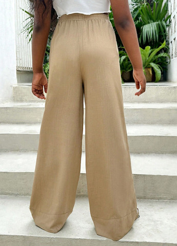 Бежевые праздничный, кэжуал демисезонные палаццо брюки SHEIN