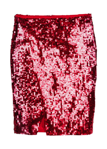 Темно-красная кэжуал однотонная юбка H&M на запах