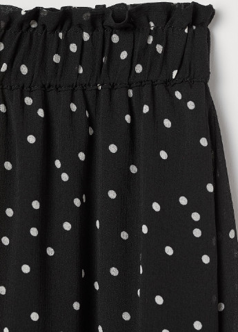 Черная кэжуал в горошек юбка H&M клешированная