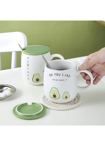 Кружка с крышкой и ложкой Авокадо Do You Like 6073 400 мл No Brand (253669055)