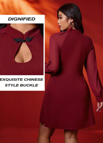 Бордова кежуал сукня кльош SHEIN однотонна