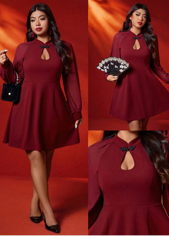 Бордова кежуал сукня кльош SHEIN однотонна