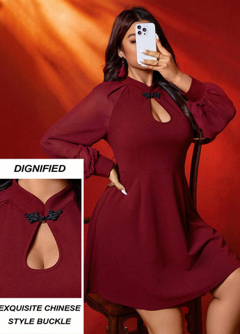 Бордова кежуал сукня кльош SHEIN однотонна