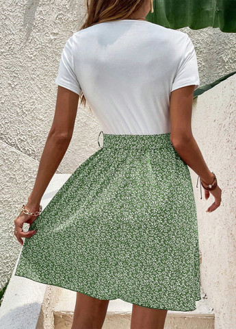 Комбинированное кэжуал платье а-силуэт SHEIN с цветочным принтом