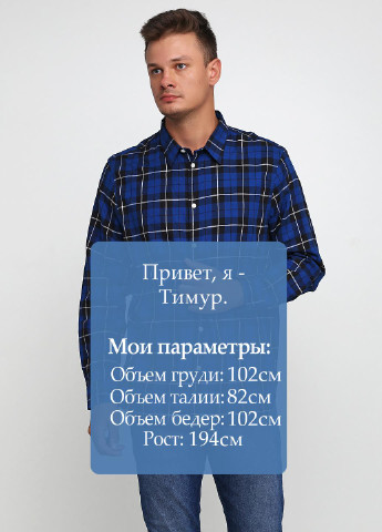 Темно-синяя кэжуал рубашка в клетку H&M