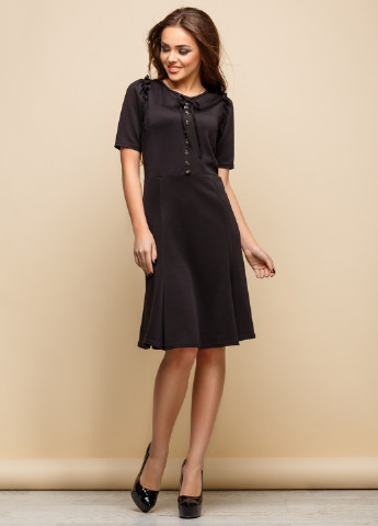 Черное кэжуал платье с юбкой-солнце Charm Collection однотонное