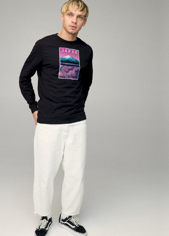 Черный світшот чоловічий basic /no flis/ YAPPI рисунок (254557660)